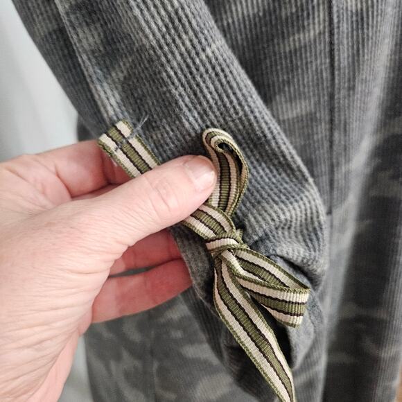 New Tribal Jeans Gray Green Camo Scoop Neck Tunic Dress 3/4 Bow Sleeves Pocket - Picture 8 of 16